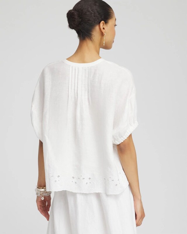 Pintuck Dolman Sleeve Linen Shirt - image 3